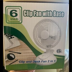 BRAND NEW! Two in one Desk or clip 6” fan
